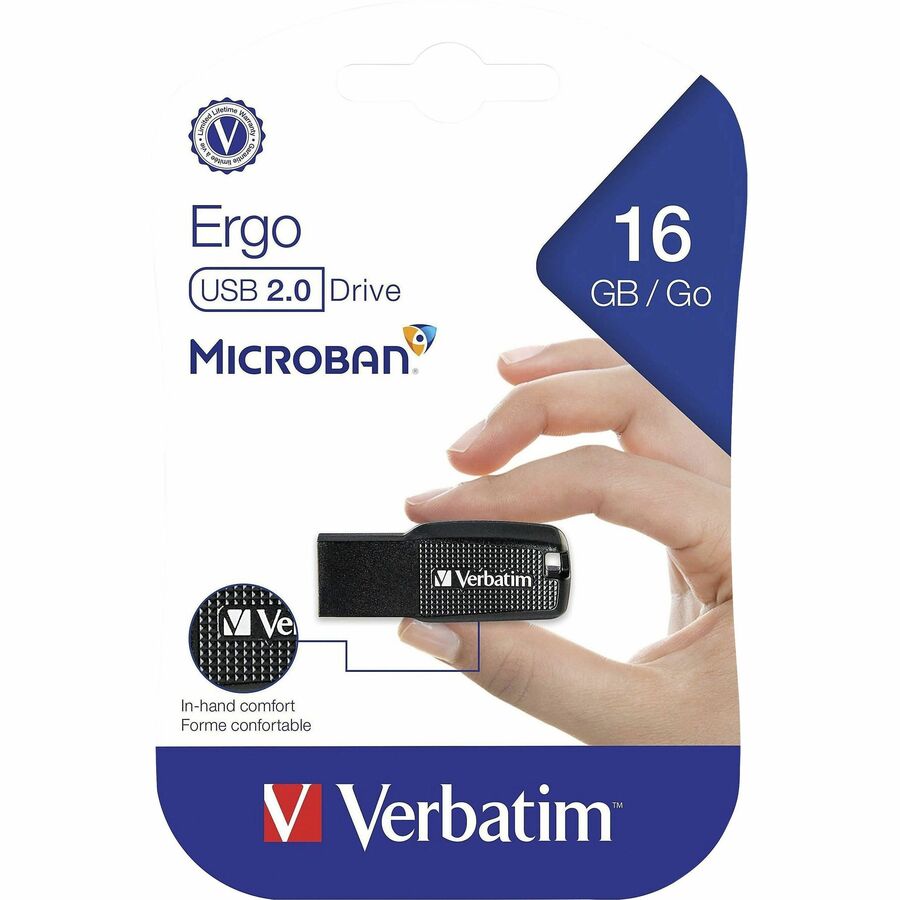 16GB Ergo USB Flash Drive - Black - 16GB - Black