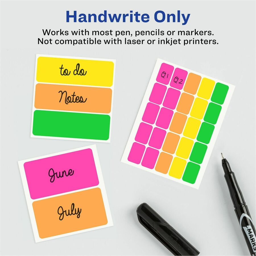 Avery® Color-Coding Removable Labels, 1/2 x 3/4 , Assorted Neon Colors,  Non-Printable, 525 Blank Labels Total (6721) - Avery® Removable Labels,  1/2 x 3/4 , Neon, 525 Total (6721)