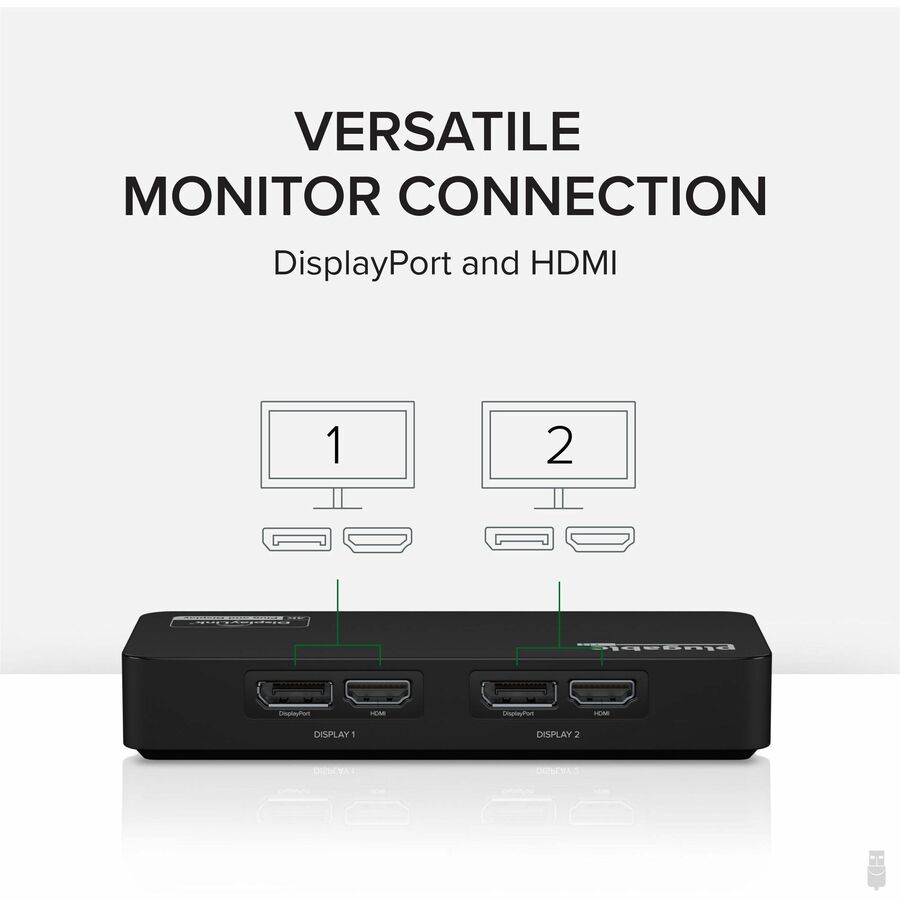 Plugable 4K DisplayPort and HDMI Dual Monitor Adapter for USB 3.0 and USB-C