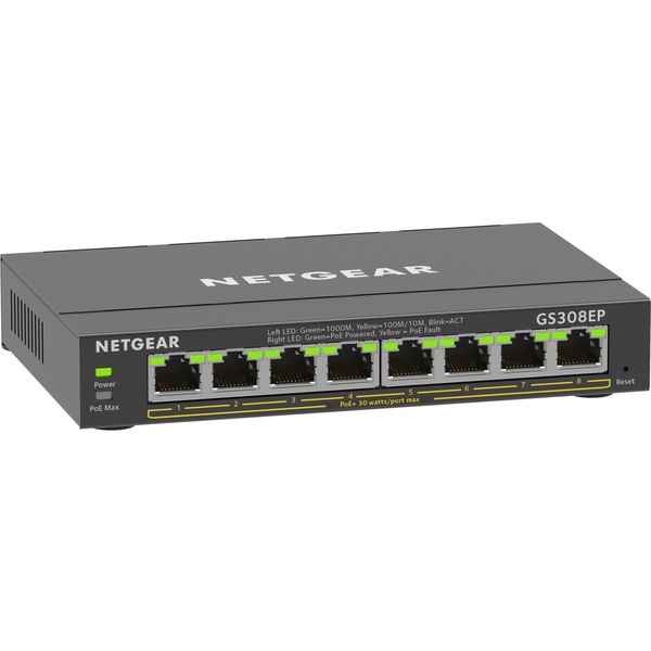 NETGEAR GS308EP-100NAS 8-Port  Gigabit Ethernet  PoE+ Switch