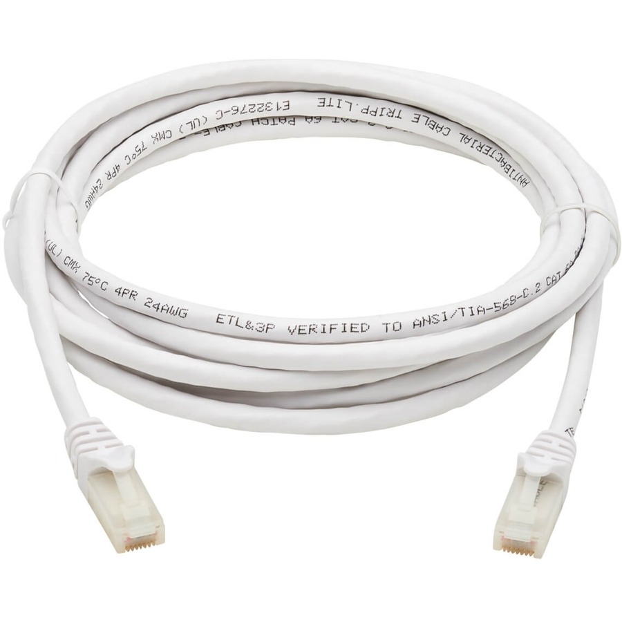 Tripp Lite by Eaton Safe-IT Cat6a 10G Snagless Antibacterial UTP Ethernet Cable (RJ45 M/M) PoE White 10 ft. (3.05 m)