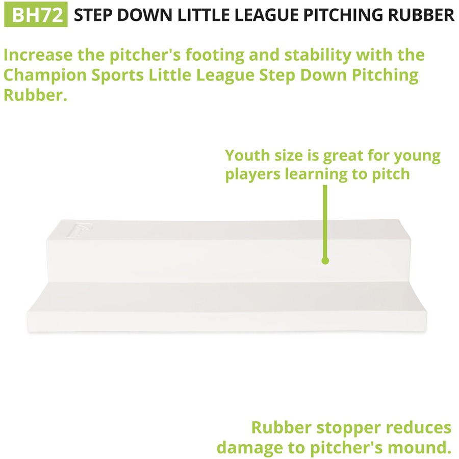 Champion Sports Youth Step Down Pitching Rubber - White - Rubber