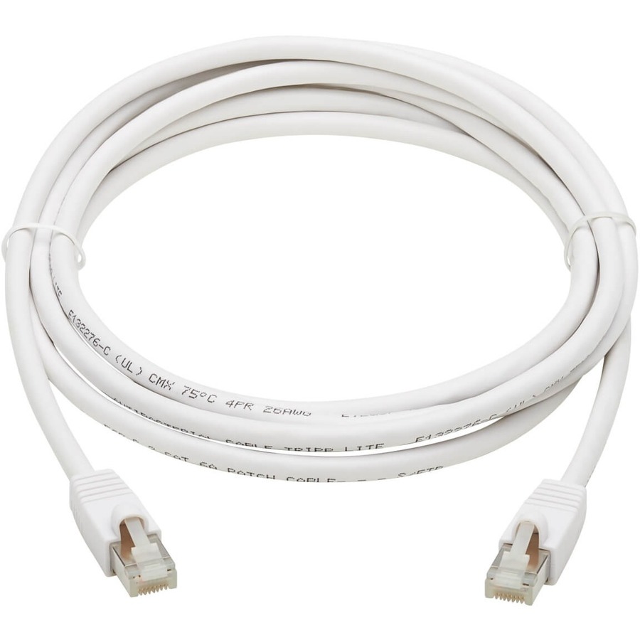 Eaton Tripp Lite Series Safe-IT Cat6a 10G Snagless Antibacterial S/FTP Ethernet Cable (RJ45 M/M), PoE, White, 14 ft. (4.27 m), TAA