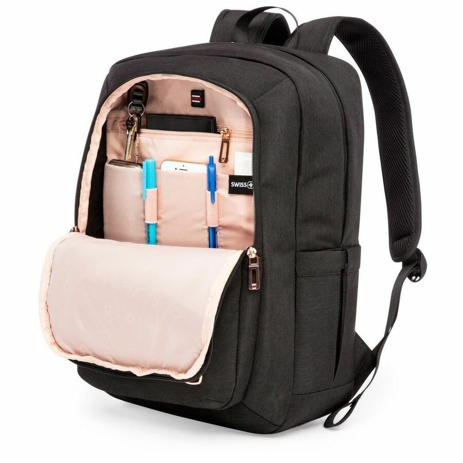 Swissgear Carrying Case (Backpack) for 15.6" Notebook - Gray, Rose Gold - Polyster - Shoulder Strap, Handle - 16.13" (409.58 mm) Height x 11.63" (295.27 mm) Width x 6.29" (159.77 mm) Depth - 1 Pack - Backpacks - HDLSWA2706219