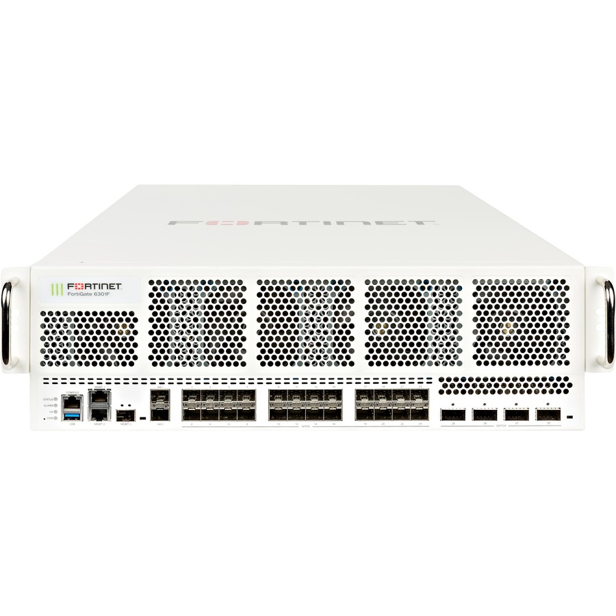 Fortinet FG-6301F-DC next-gen firewall with 4 x 40/100GE, 24 x 1/10/25GE, and 2 x 1GE ports — alternate view 2