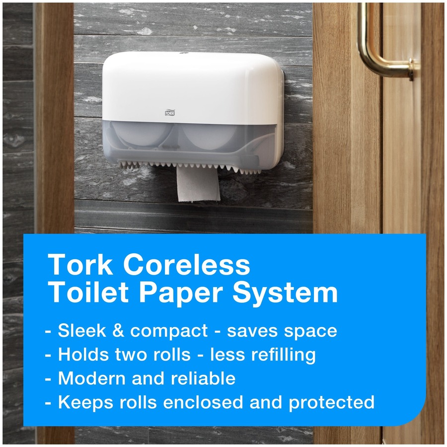 TORK Advanced Coreless High Capacity Bath Tissue - 2 Ply4" Length - 1000 Sheets/Roll - 4.75" Roll Diameter - White - 36 / Carton