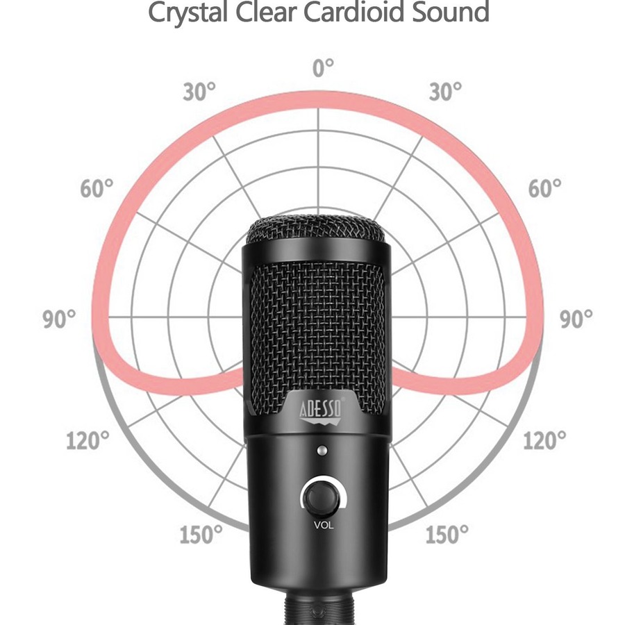 Adesso Xtream M4 Wired Condenser Microphone - 100 Hz to 18 kHz - 680 Ohm -42 dB - Cardioid, Uni-directional - USB - Microphones - ADEXTREAMM4