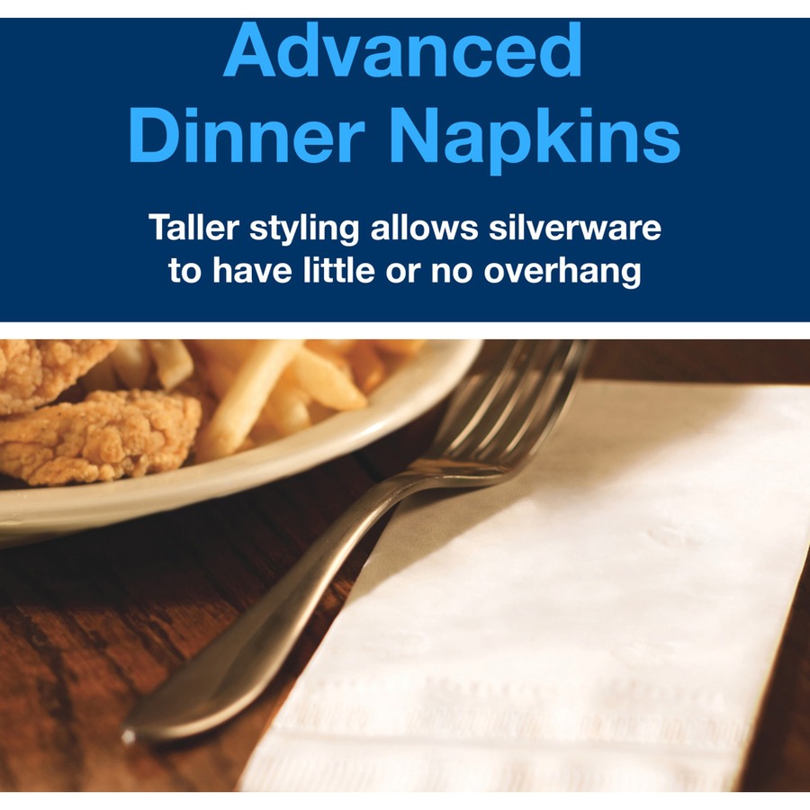 Tork White Dinner Napkin - Tork White Dinner Napkin, Advanced, 1/8 Fold 2-ply, 8 x 375 napkins, 15" x 16.25" , NP310A