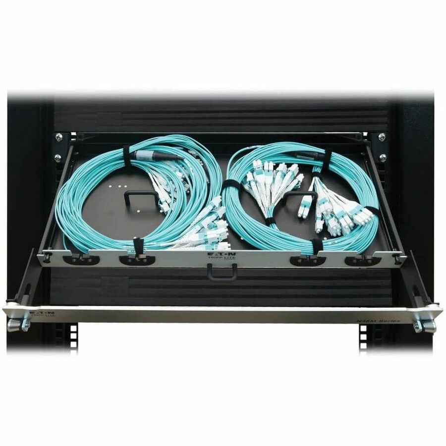 Eaton Tripp Lite Series Preloaded Fiber Panel, 1U - 2x (12x LC/LC Duplex M/M) 24F Trunk Cables, OM4 Multimode, 10 m (32.8 ft.)