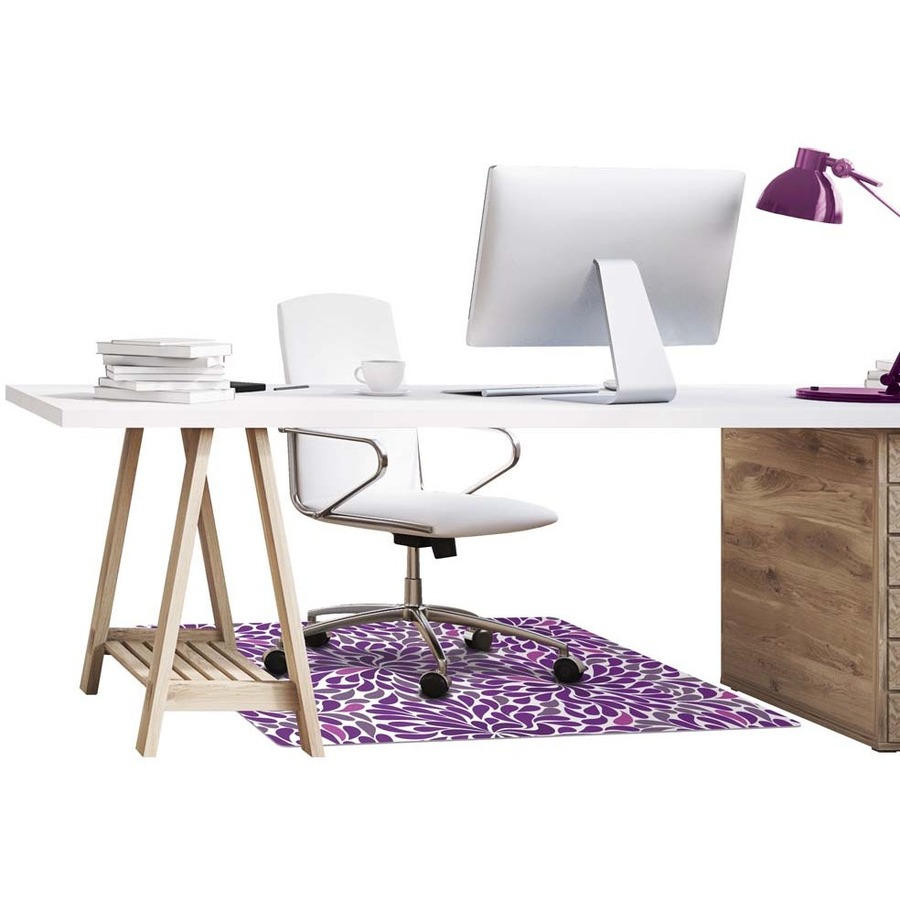 Deflecto FashionMat Purple Rain Chair Mat - Home, Office, Classroom, Hard Floor, Pile Carpet, Dorm Room - 40" Length x 35" Width x 0.050" Thickness - Rectangular - Purple Rain - Vinyl - Multicolor - 1 / Carton