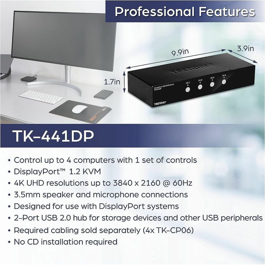 TRENDnet 4-Port DisplayPort KVM Switch - CareTek Information