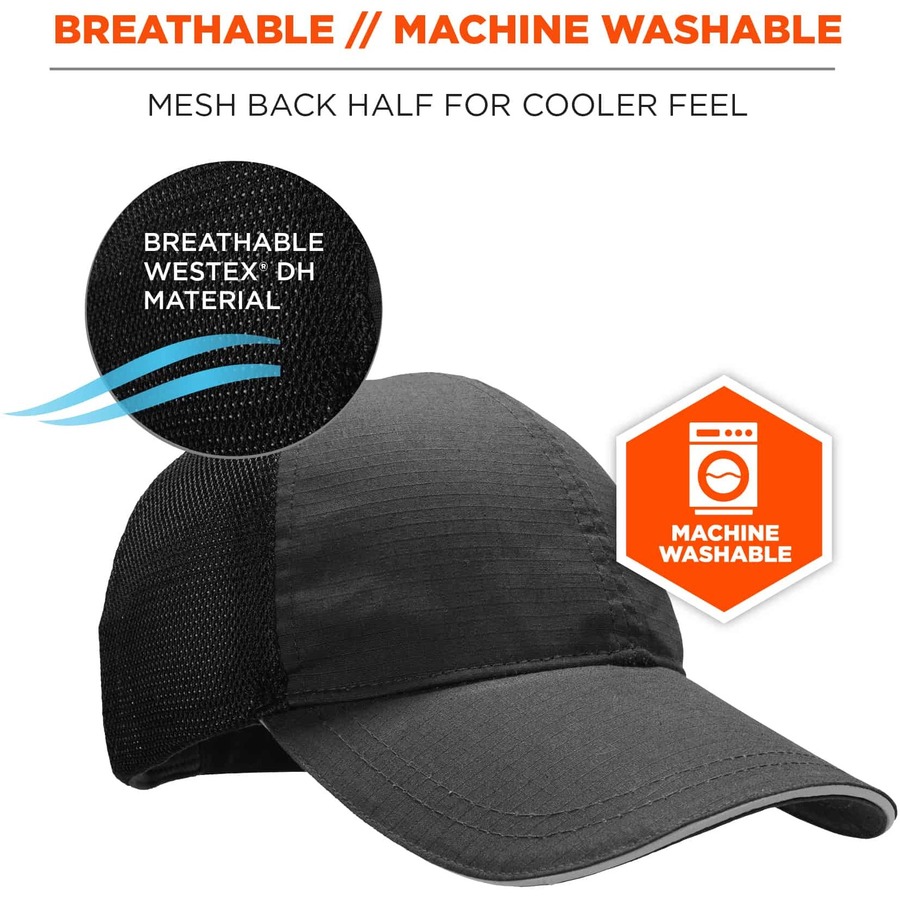 Skullerz 8946 Standard Baseball Cap - Recommended for: Head, Baggage Handling, Manufacturing, Maintenance, Warehouse, Distribution, Equipment, Machinery, Mechanic, Electrical, HVAC, ... - One Size Size - Head, Impact, Bump, Scrape Protection - Hook & Loop