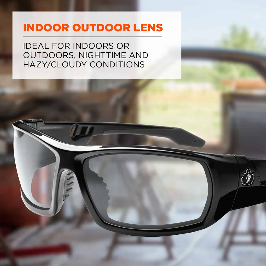 Skullerz In/Outdoor Lens Safety Glasses - Recommended for: Indoor, Outdoor, Sport, Shooting, Boating, Hunting, Fishing, Skiing, Construction, Landscaping, Carpentry - UVA, UVB, UVC, Debris, Dust Protection - Black Frame - Scratch Resistant, Durable, Non-s