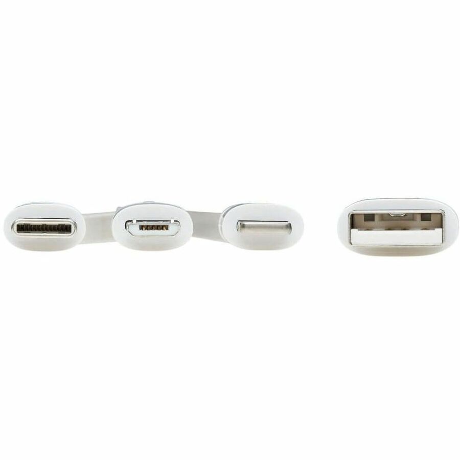 Eaton Tripp Lite Series Safe-IT Universal USB-A to Lightning, USB Micro-B and USB-C Sync/Charge Antibacterial Cable (M/3xM), MFi Certified, White, 4 ft. (1.2 m)