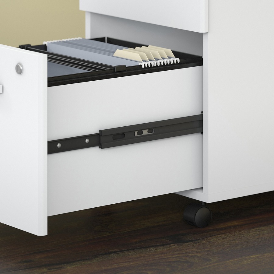 Bush Business Furniture Studio C 3 Drawer Mobile File Cabinet - 15.7" x 20.2"27.8" - 3 x File, Box Drawer(s) - Finish: White, Thermofused Laminate (TFL)