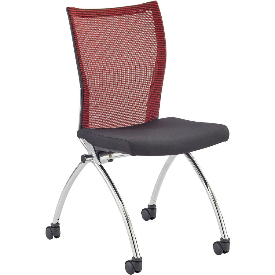 Safco Valore High Back Training Chair - Black Foam Seat - Red Back - Steel, Chrome Frame - High Back - Four-legged Base - 2 / Carton