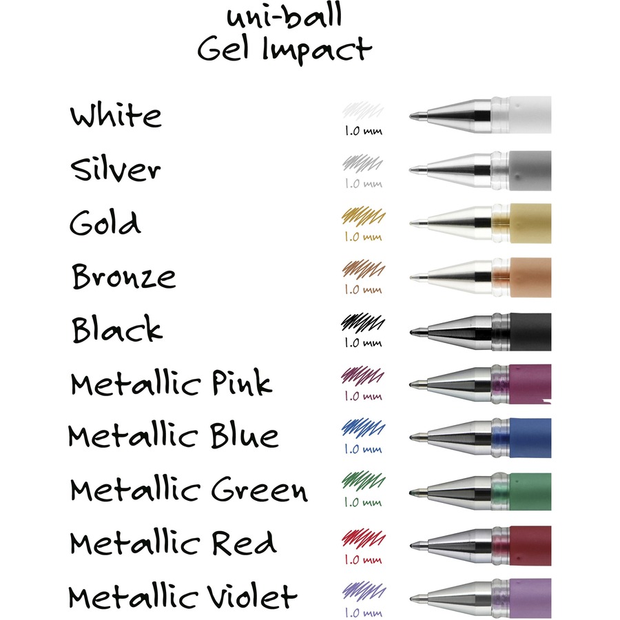 uniball™ Signo Gel Impact Pens - Bold Pen Point - 1 mm Pen Point Size - Multi Gel-based Ink - 3 / Pack
