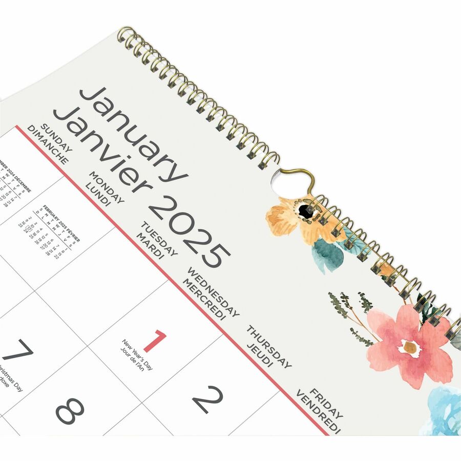Blueline® Spring Monthly Wall Calendar - Personal/Home Office - Monthly - 12 Month - January 2024 till December 2024 - Calendars - BLIC173131B