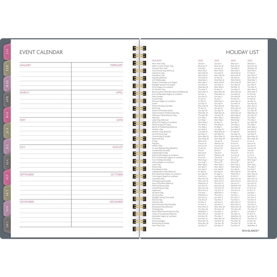 AT-A-Glance® Badge Medallion Collection Planners - Weekly, Monthly - 12 Month - January 2022 till December 2022 - 1 Week, 1 Month Double Page Layout - Twin Wire - Black - Gold - Notes Area, Planner Page, Holiday Listing, Note Page, Top Priorities Sect -  - AAG1565M20022