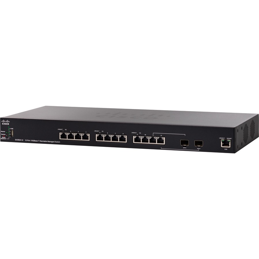 Cisco SX350X-12-K9-NA-RF refurbished 12-port 10GBase-T stackable managed switch — alternate view 2