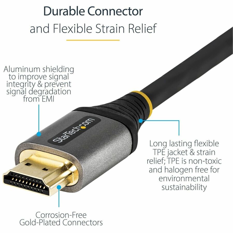 StarTech 6ft/2m HDMI 2.1 Cable, Certified Ultra High Speed HDMI Cable 48Gbps, 8K 60Hz/4K 120Hz HDR10+, 8K HDMI Cable, Monitor/Display