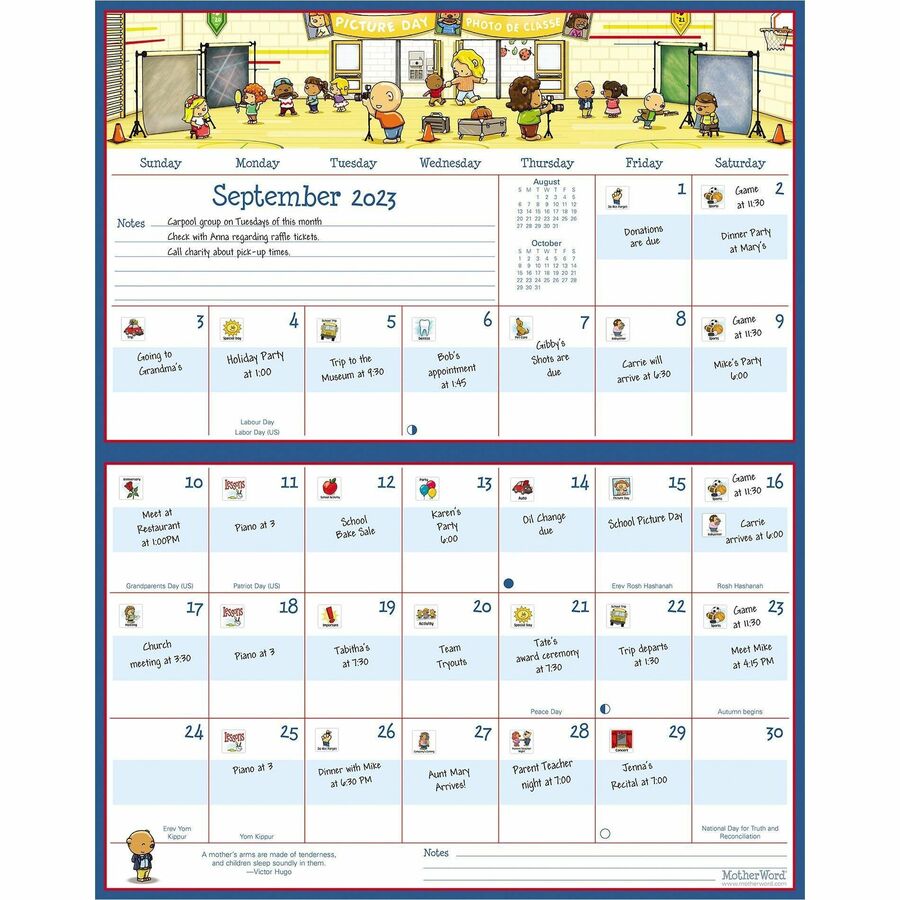 MotherWord Ultimate Family Calendars - Medium - Medium Size - Personal - Monthly - 16 Month - Wall Calendars - AAGMWMKT128