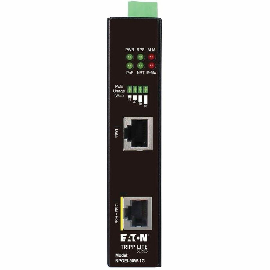 Tripp Lite by Eaton Industrial Gigabit Ethernet PoE injector 90W PoE++ 802.3bt Midspan -40&acirc;"? to +75&acirc;"? IP30 housing Dual 24-57VDC DIN rail 1 Port