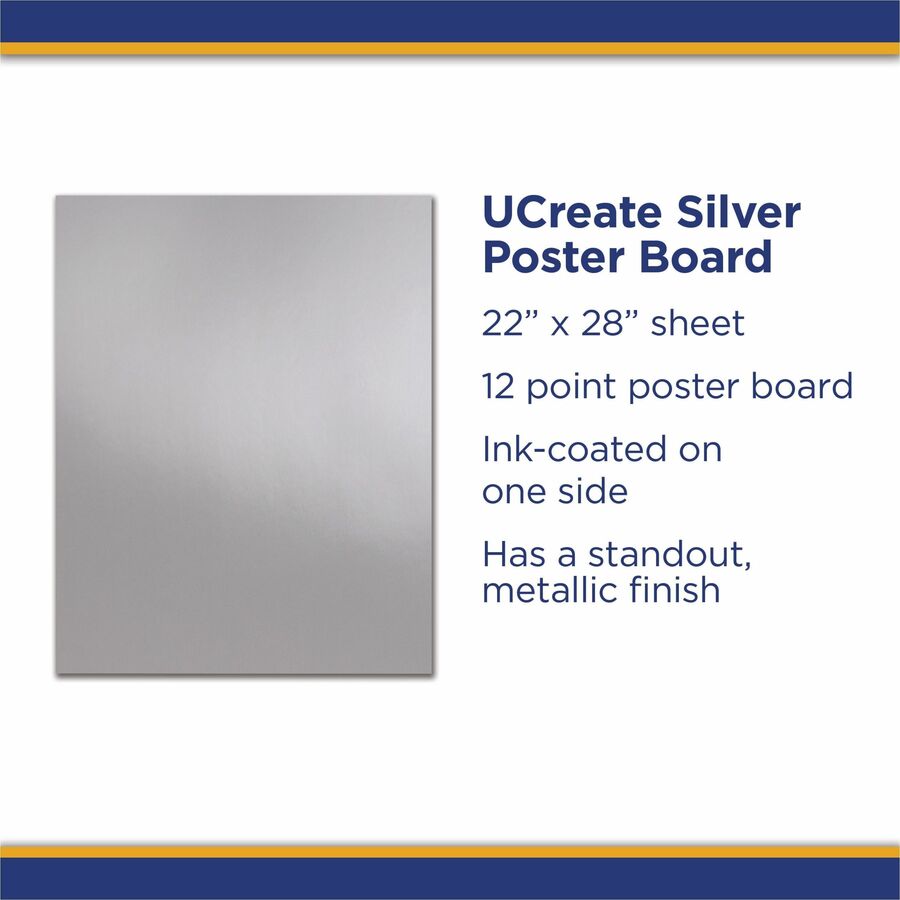 UCreate Coated Poster Board, Light Blue, 22 x 28 -in, 25 Sheets at