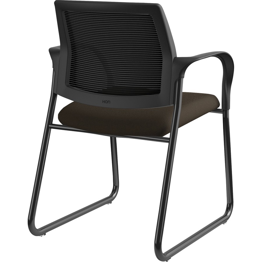 HON Ignition Chair - Espresso Fabric Seat - Black Mesh Back - Black Steel Frame - Sled Base - Espresso - Armrest