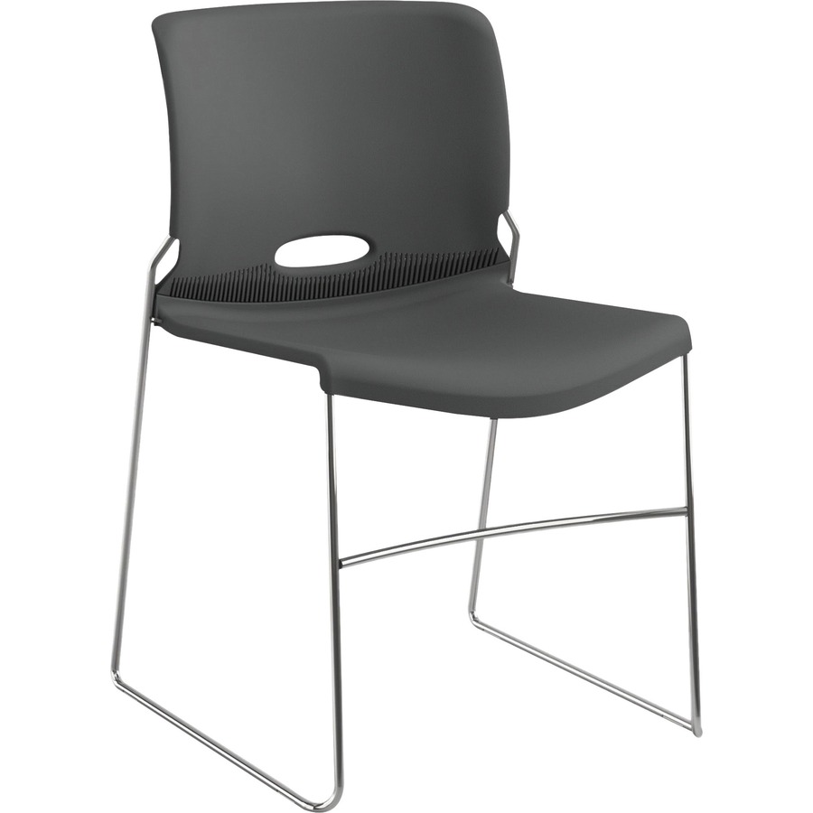 HON Olson Chair - Plastic Seat - Lava Plastic Back - Chrome Steel Frame - Lava - Plastic - 4 / Carton
