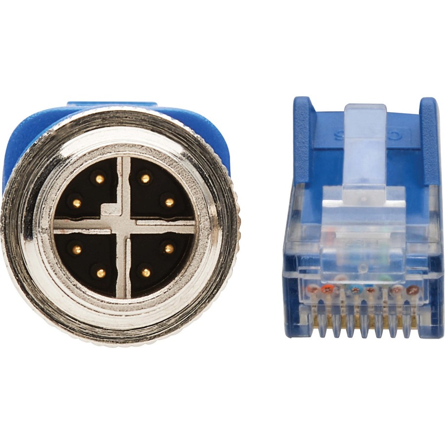 Eaton Tripp Lite Series M12 X-Code Cat6 1G UTP CMR-LP Ethernet Cable (M12 M/RJ45 M), IP68, PoE, Blue, 10 m (32.8 ft.), TAA