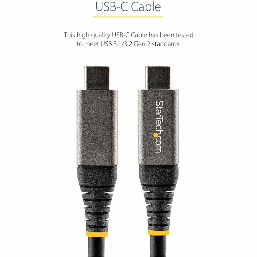 StarTech.com 20" 50cm USB C Cable 10Gbps, USB 3.1 Type-C Cable, 5A/100W, DP Alt Mode, USB-C Cord for USB-C Laptop/Phone/Device