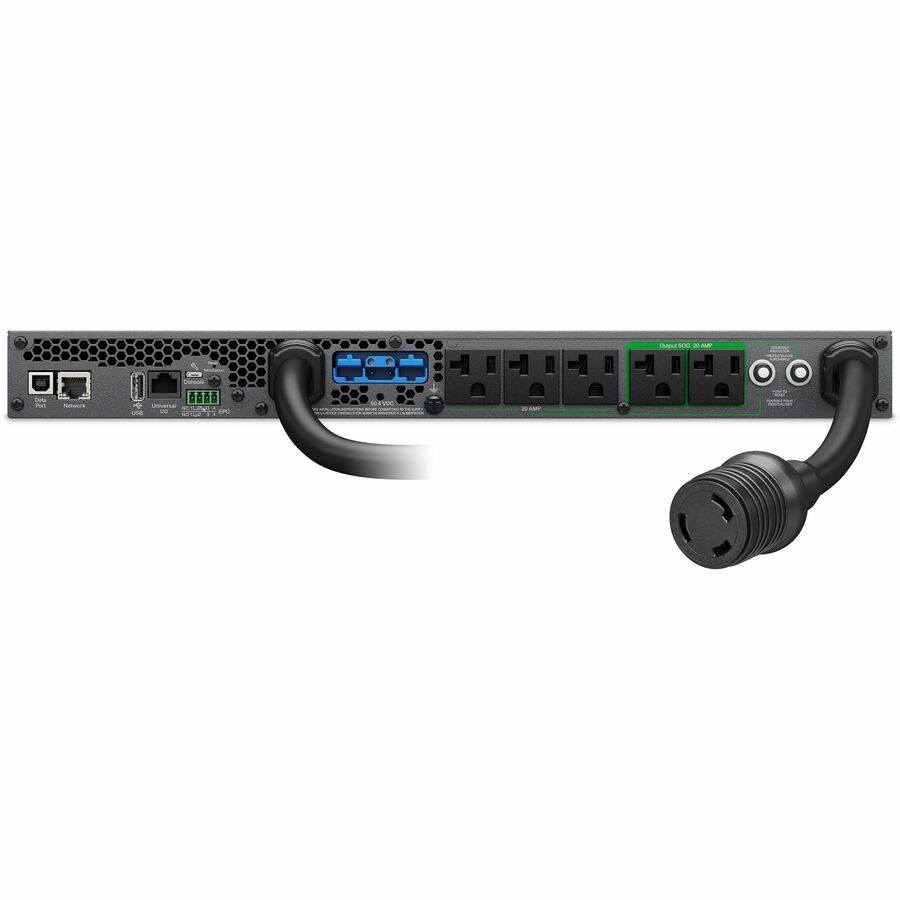 APC Smart-UPS Ultra On-Line, 3000VA, Lithium-ion, Rack/Tower 1U, 120V, 5x 5-20R + 1x L5-30R NEMA outlets, Network Card, Extended runtime, W/rail kit