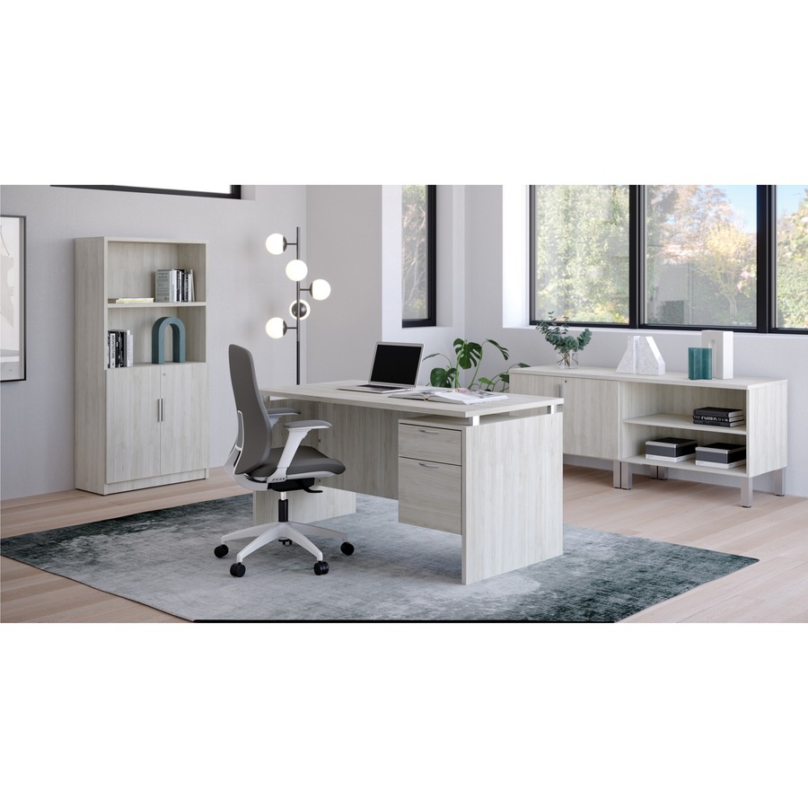 HDL Star SOHO Series Mira Single Pedestal Desk - Rectangle Top - 60" Table Top Width x 30" Table Top Depth - 29" Height - Assembly Required - Winter Wood, Laminated = HTWMA123060WW