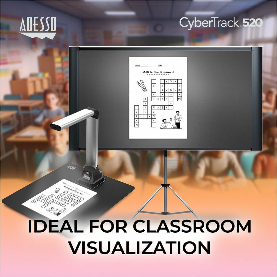 Adesso 5 Megapixel Fixed-Focus A4 Document Camera Scanner with OCR Text Recognition - CMOS