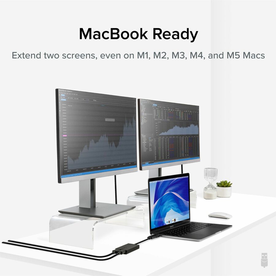 Plugable Dual Monitor Adapter for M1/M2/M3/M4 macOS Systems, Windows, ChromeOS. Broad Compatibility
