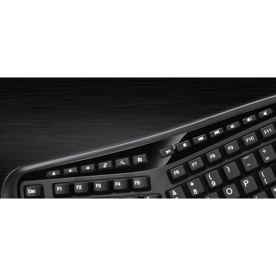 Adesso Desktop Ergonomic Keyboard - Cable Connectivity - USB Interface - 105 Key - 20 Multimedia, Internet, Volume Down, Volume Up, Mute, Play/Pause, Previous Track, Next Track, Media Player, Home Hot Key(s) - English (US) - PC - Membrane Keyswitch - TAA -  - ADEAKB150UB