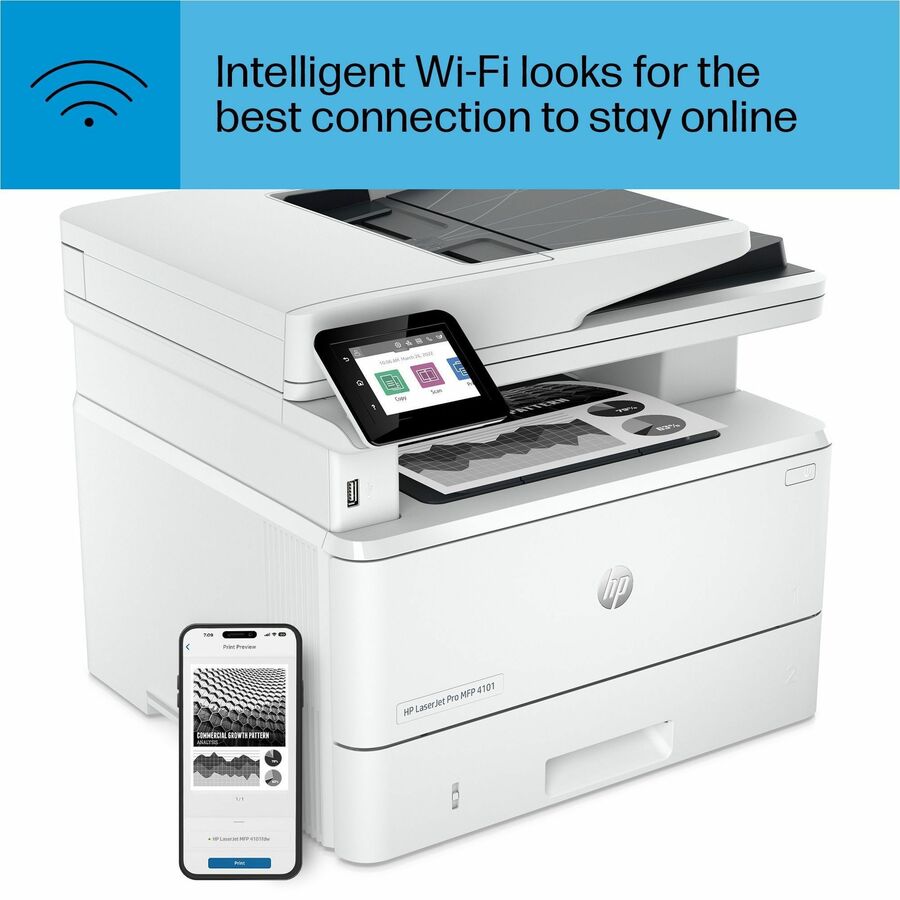 HP LaserJet Pro 4101fdw Wired & Wireless Laser Multifunction Printer - Monochrome