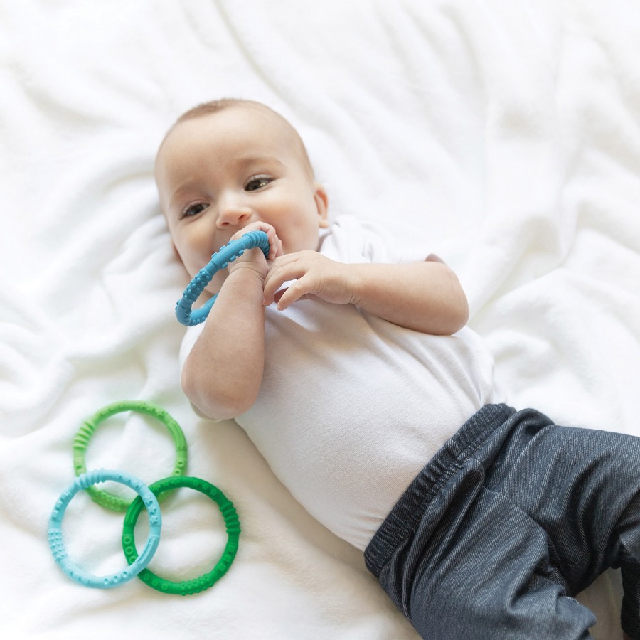Bumkins Silicone Teething Rings - Skill Learning: Teeth & Gum, Motor Skills, Grasping, Exploration - 3 Month & Up - Healthcare Supplies - KDCBK720