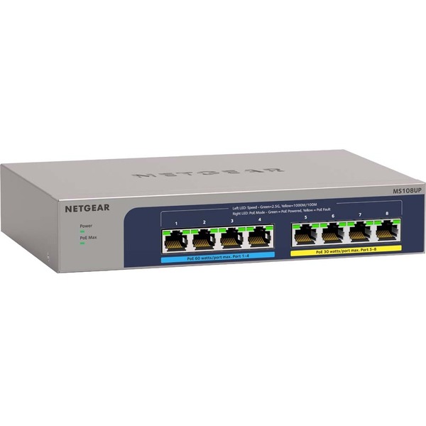 NETGEAR (MS108UP-100NAS) 8-port PoE++ Multi-Gigabit 2.5G Switch
