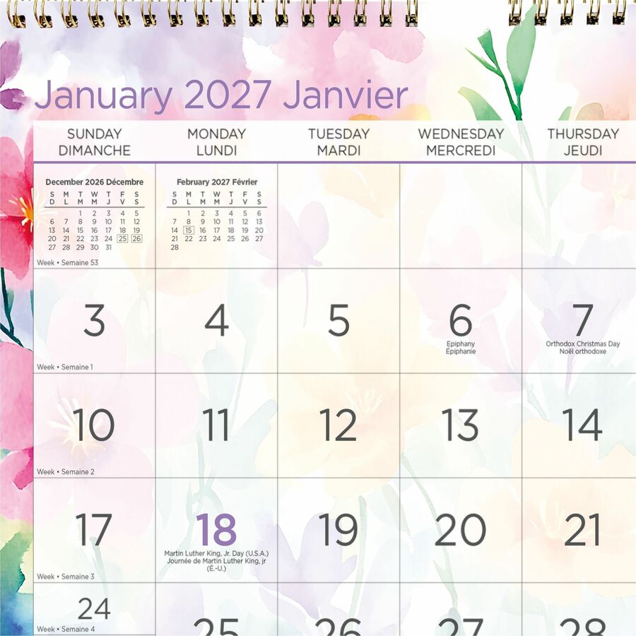 Calendrier Mural 2026 Format A1 (59,4 X 84,1 Cm) – Planificateur Annuel Complet, Multicolore, Papier 135 G/m²