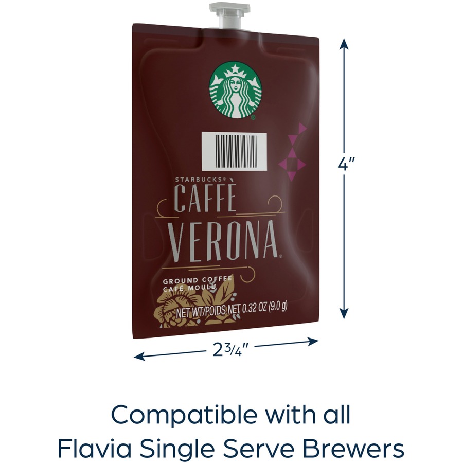 Starbucks Freshpack Caffe Verona Coffee - Compatible with Flavia Aroma, Flavia Barista, FLAVIA Creation 600, Flavia Creation 500, Flavia Creation 200, Flavia Creation 150, Flavia Creation 300 - Dark - 0.3 oz - 76 / Carton