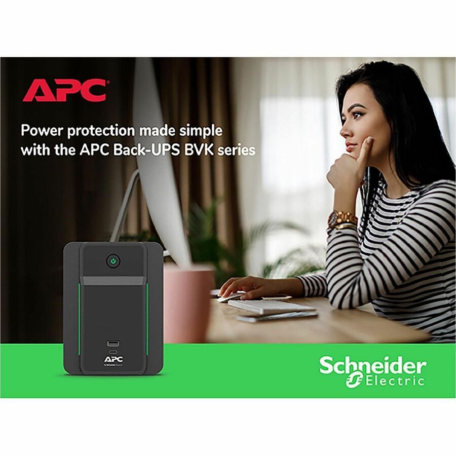 APC Back UPS, 750VA/410W, Tower, 120V, 4x NEMA 5-15R outlets, USB Type A + C Ports, User Replaceable Battery