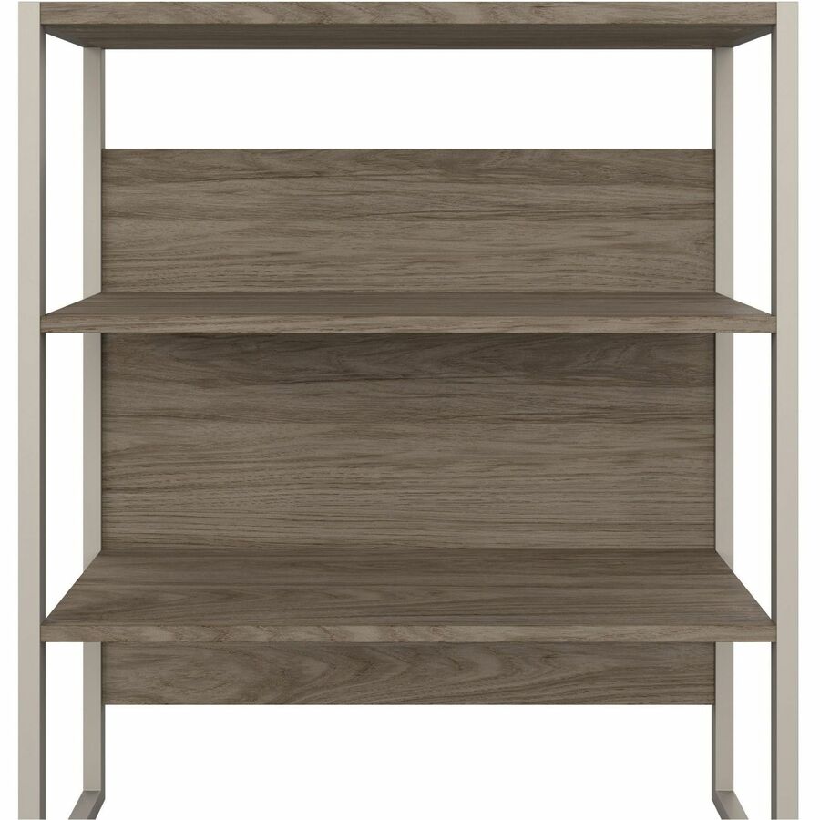 Bush Business Furniture Hybrid Collection Hickory Desking - 29.4" x 71"72.3" - 3 Drawer(s) - Finish: Modern Hickory