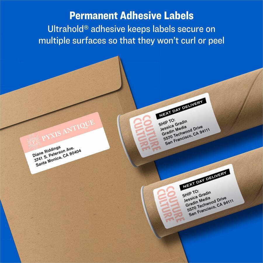 Avery® Internet Shipping Labels, TrueBlock(R) Technology, Permanent Adhesive, 5-1/2" x 8-1/2" , 200 Labels (5126) - 5 1/2" Height x 8 1/2" Width - Permanent Adhesive - Rectangle - Laser - Bright White - Paper - 2 / Sheet - 100 Total Sheets - 200 Total - Mailing & Address Labels - AVE5126