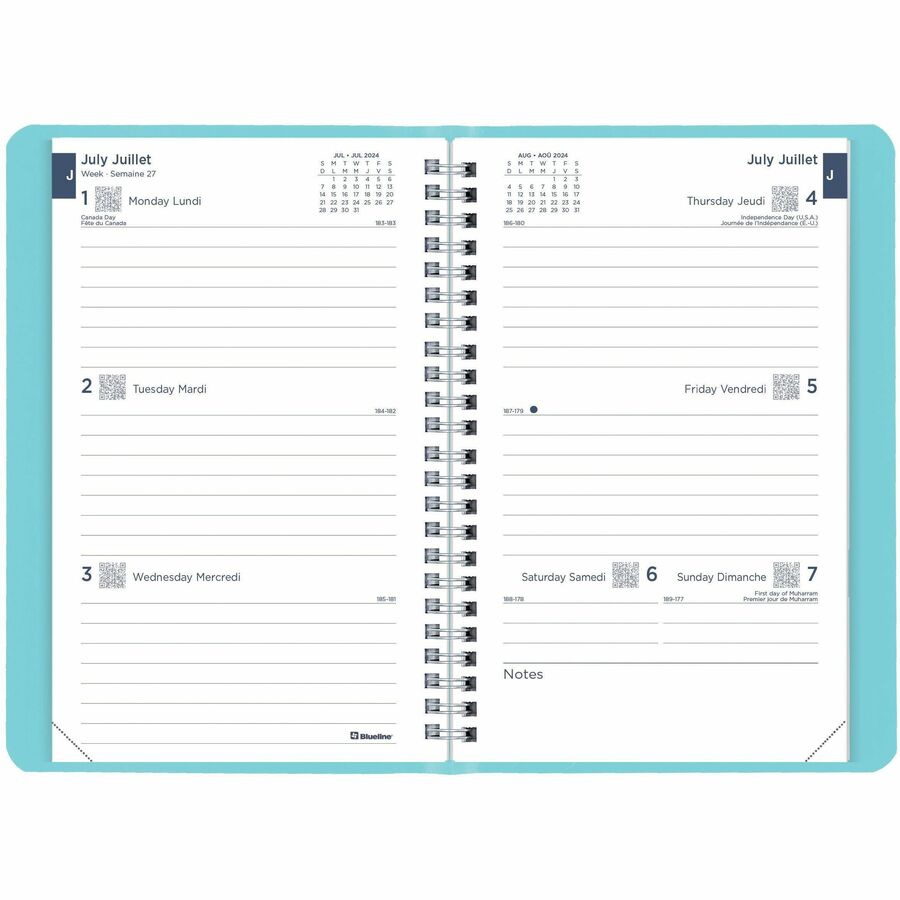 Blueline Academic Weekly Planner Fashion 2024-2025 - Blue - Bilingual