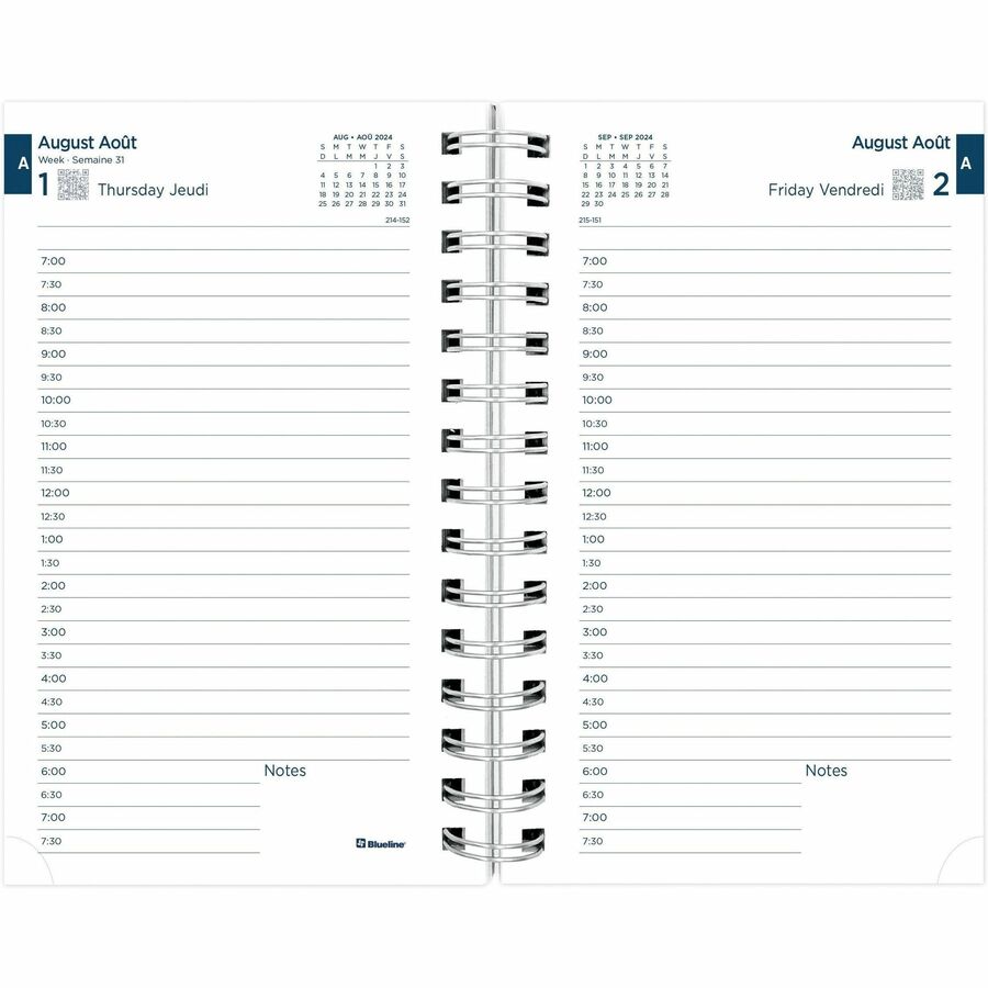 Blueline Academic Daily Planner Spring 2024-2024 - Blue - Bilingual