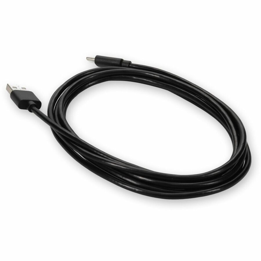 Black 5 meter USB 2.0 cable with USB Type-A male to USB Type-C male connectors — alternate view 2