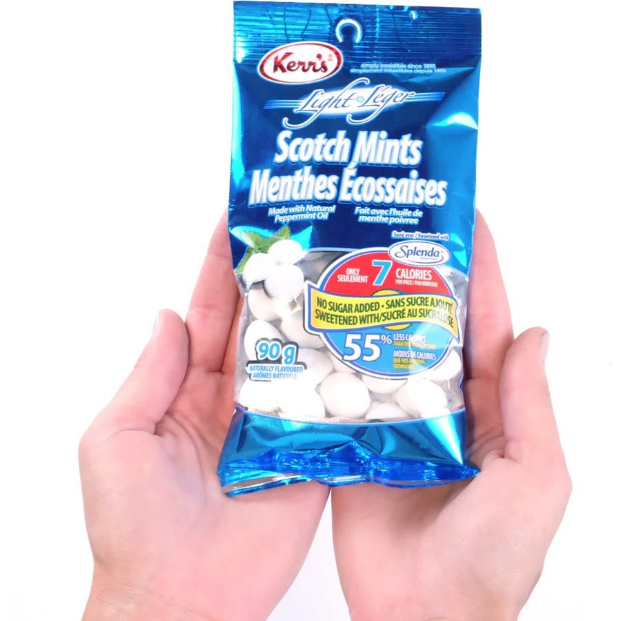 Kerr's No Sugar Added Scotch Mints 90g - Peppermint - Low Calorie, Gluten-free, Nut-free, Peanut-free, No High Fructose Corn Syrup - 90 g - Candy & Gum - KBL49319