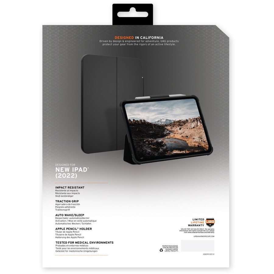 UAG Plyo rugged case for iPad 10.9-inch 10th Gen in Black/Ice — alternate view 2